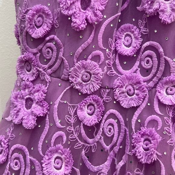 Blush prom halter, sleeveless Lilac Lace
3-D floral for prom or special occasion - Picture 14 of 15